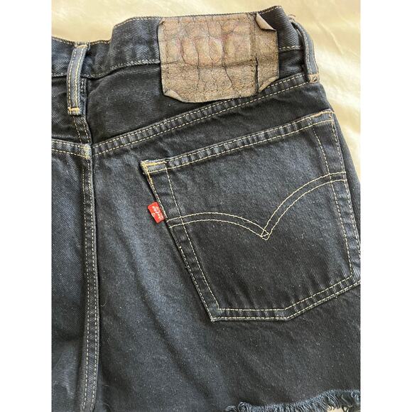 Levi's Black Denim High Waisted Cut Off Jean Shorts - Picture 5 of 9